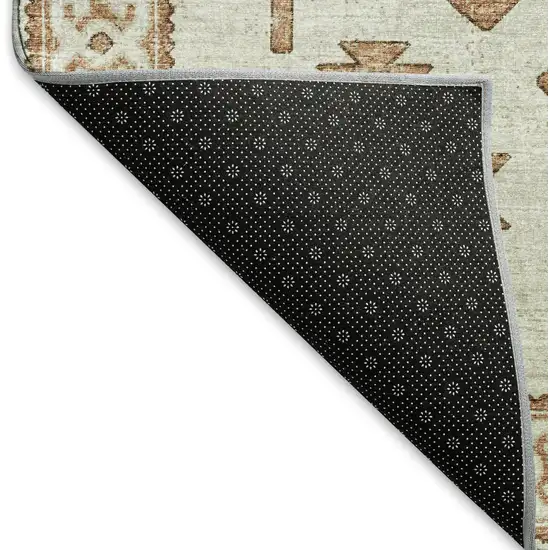 Burnt Sienna And Beige Geometric Washable Area Rug With UV Protection Photo 6