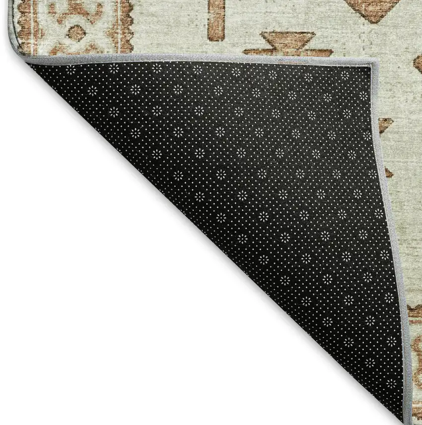 Burnt Sienna And Beige Geometric Washable Area Rug With UV Protection Photo 6