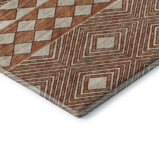 Burnt Sienna And Ivory Tribal Washable Area Rug With UV Protection Photo 7