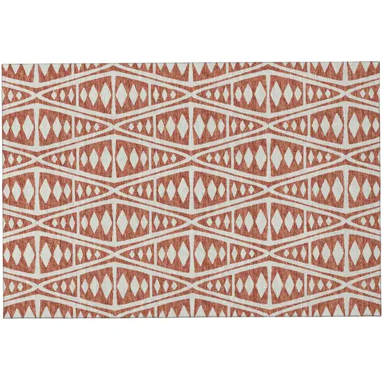 Burnt Sienna And Ivory Tribal Washable Area Rug With UV Protection Photo 2