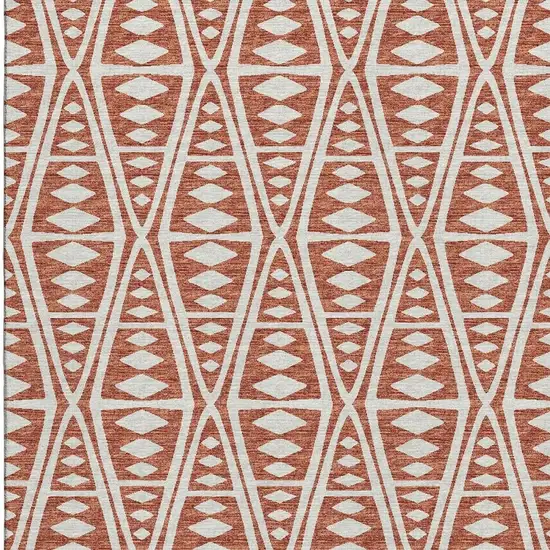 Burnt Sienna And Ivory Tribal Washable Area Rug With UV Protection Photo 9
