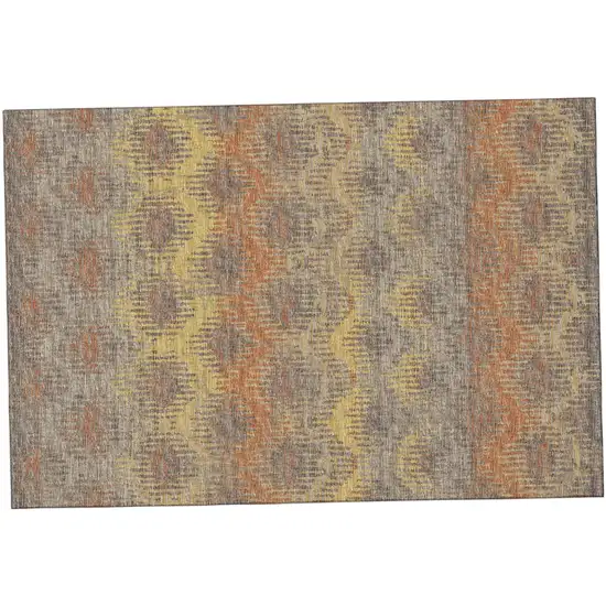 Burnt Sienna Gold And Gray Abstract Distressed Washable Area Rug With UV Protection Photo 2