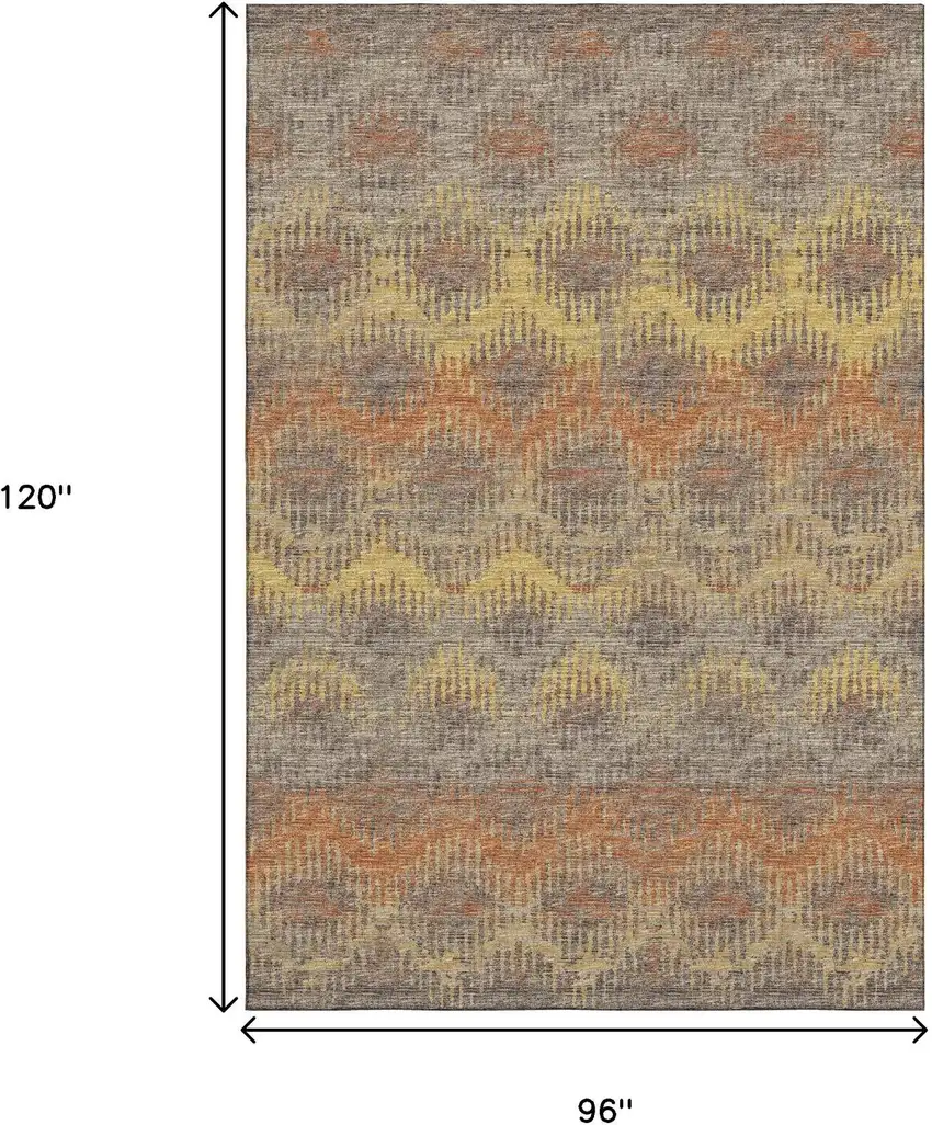 Burnt Sienna Gold And Gray Abstract Washable Area Rug With UV Protection Photo 4