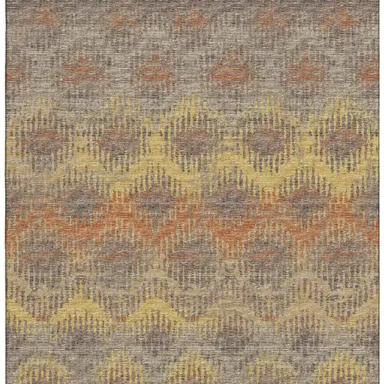 Burnt Sienna Gold And Gray Abstract Washable Area Rug With UV Protection Photo 5