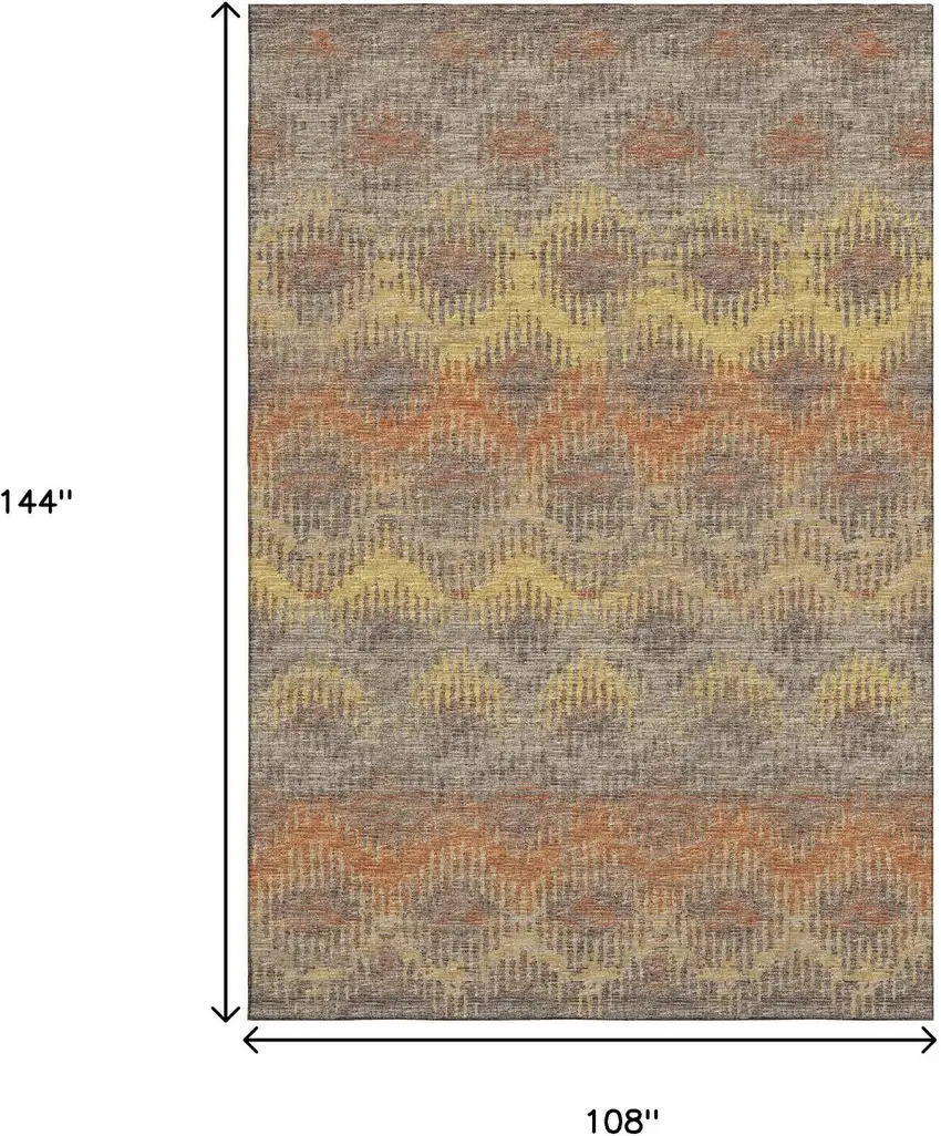 Burnt Sienna Gold And Gray Abstract Washable Area Rug With UV Protection Photo 4