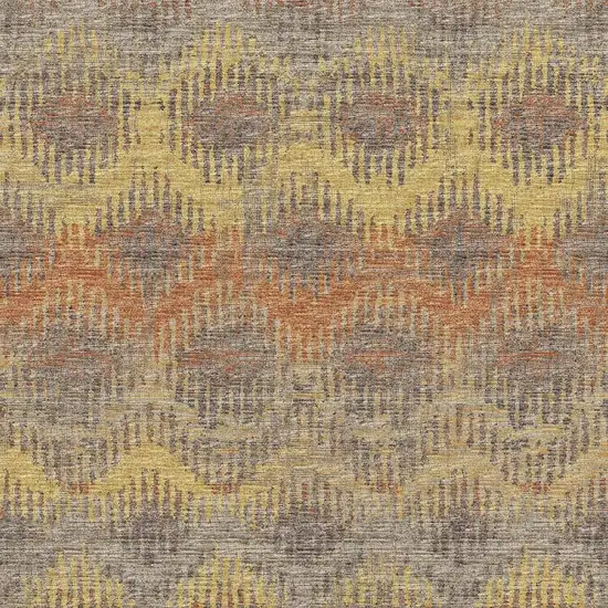 Burnt Sienna Gold And Gray Abstract Washable Area Rug With UV Protection Photo 5