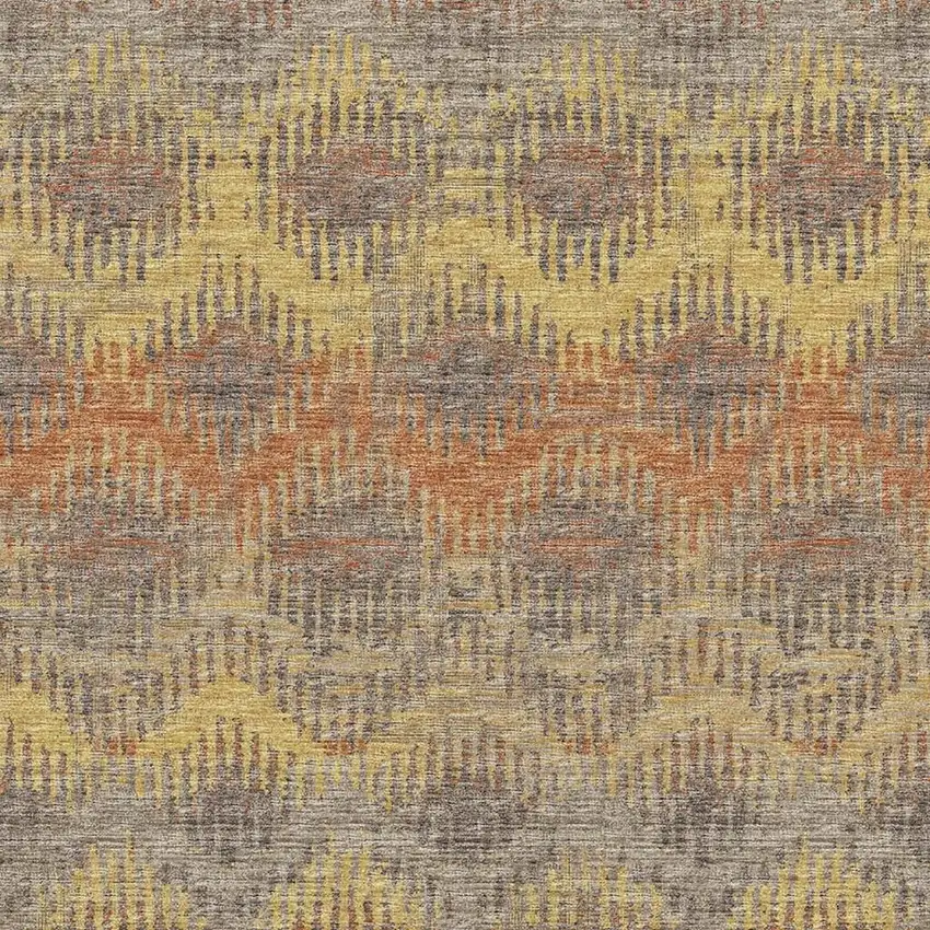 Burnt Sienna Gold And Gray Abstract Washable Area Rug With UV Protection Photo 5