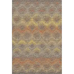 Photo of Burnt Sienna Gold And Gray Abstract Washable Area Rug With UV Protection