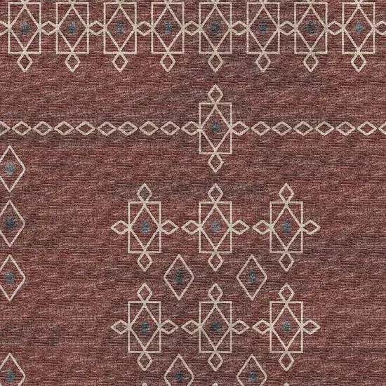 Burnt Sienna Ivory And Black Tribal Washable Area Rug With UV Protection Photo 4
