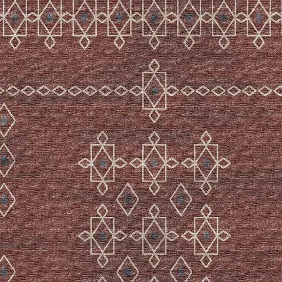 Burnt Sienna Ivory And Black Tribal Washable Area Rug With UV Protection Photo 4