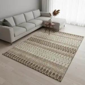 Photo of Burnt Sienna Ivory And Blue Tribal Washable Area Rug With UV Protection