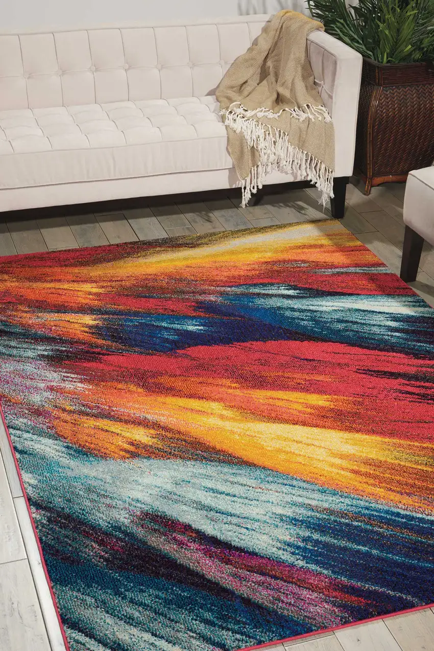 Burst Abstract Power Loom Non Skid Area Rug Photo 5