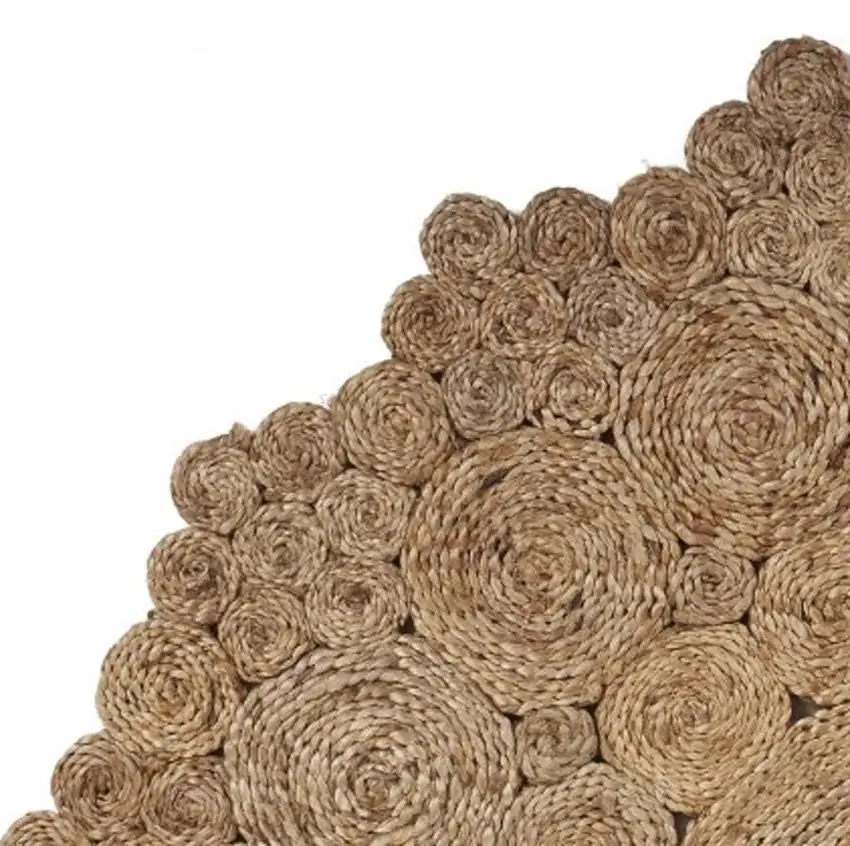 8' Natural Jute Hand Braided Round Rug Photo 4
