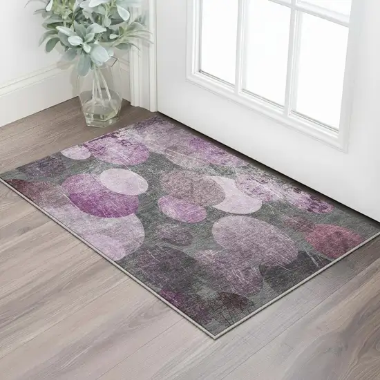 Cabernet And Ivory Abstract Washable Area Rug With UV Protection Photo 2