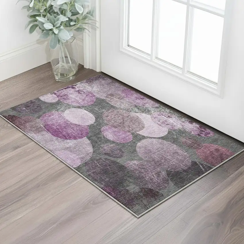 Cabernet And Ivory Abstract Washable Area Rug With UV Protection Photo 2