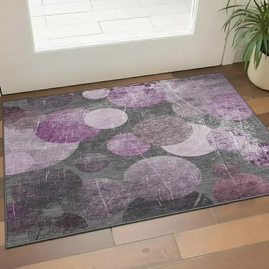 Cabernet And Ivory Abstract Washable Area Rug With UV Protection Photo 1