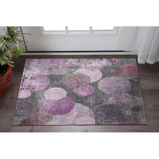 Cabernet And Ivory Abstract Washable Area Rug With UV Protection Photo 3