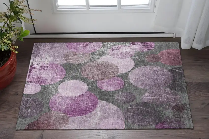 Cabernet And Ivory Abstract Washable Area Rug With UV Protection Photo 3