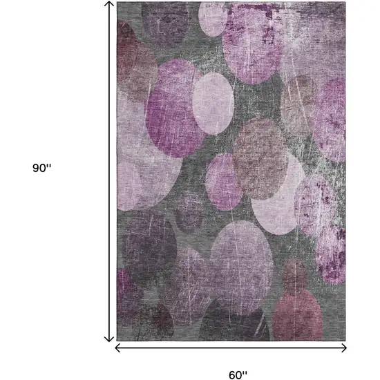 Cabernet And Ivory Abstract Washable Area Rug With UV Protection Photo 9