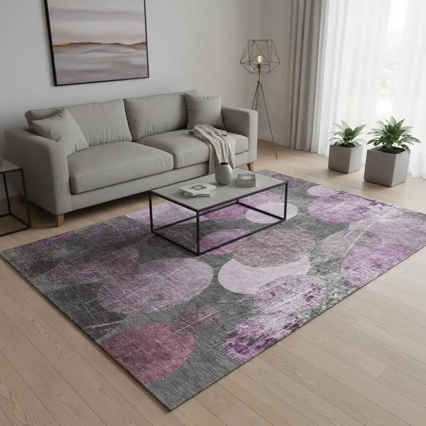 Cabernet And Ivory Abstract Washable Area Rug With UV Protection Photo 2