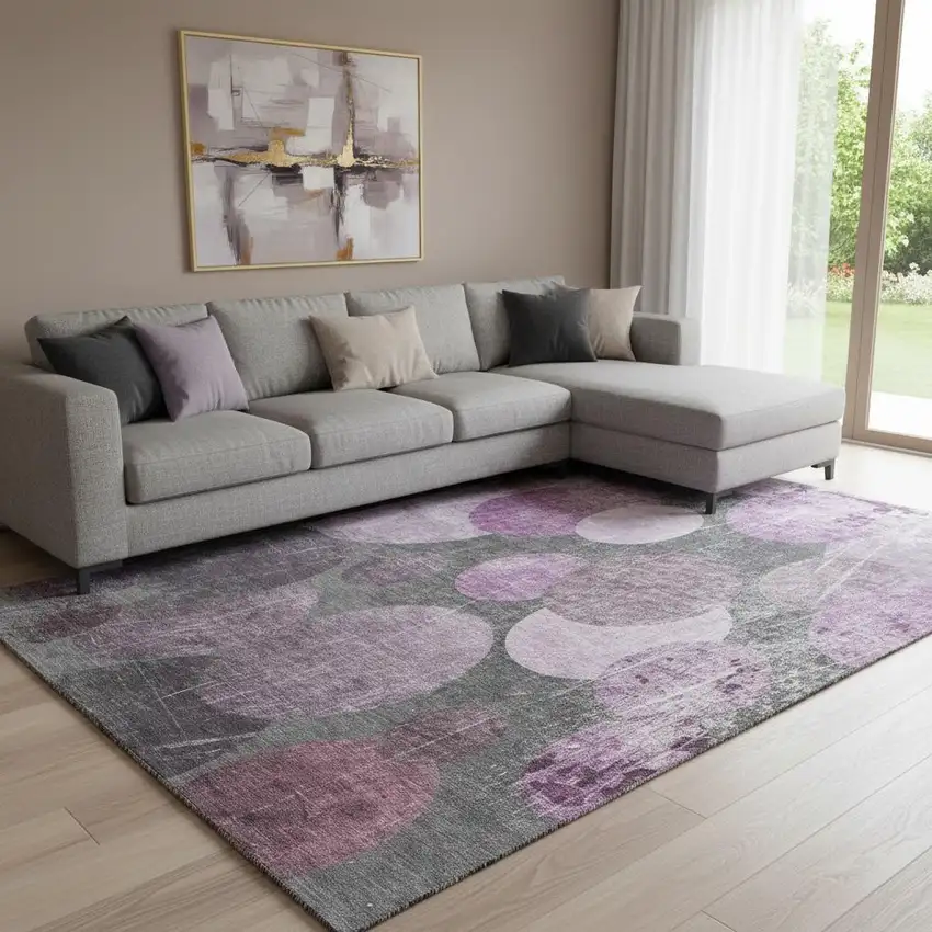 Cabernet And Ivory Abstract Washable Area Rug With UV Protection Photo 1