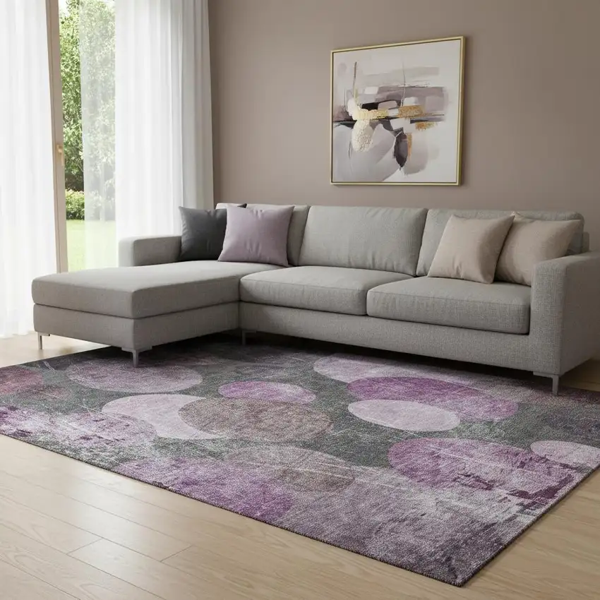 Cabernet And Ivory Abstract Washable Area Rug With UV Protection Photo 1