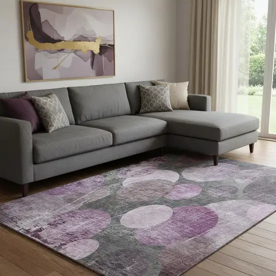 Cabernet And Ivory Abstract Washable Area Rug With UV Protection Photo 1