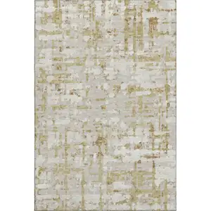 Photo of Camel And Ivory Abstract Washable Area Rug With UV Protection