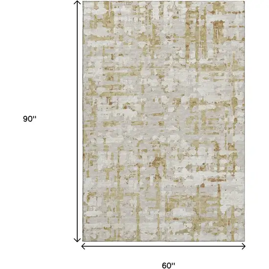 Camel And Ivory Abstract Washable Area Rug With UV Protection Photo 3