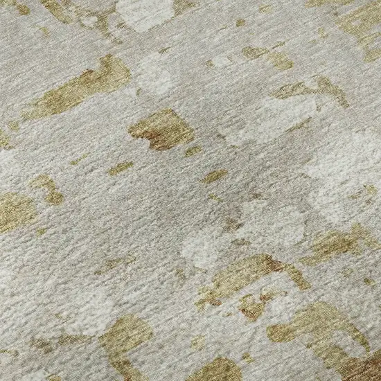Camel And Ivory Abstract Washable Area Rug With UV Protection Photo 9