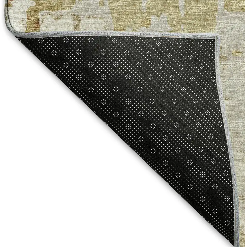 Camel And Ivory Abstract Washable Area Rug With UV Protection Photo 6
