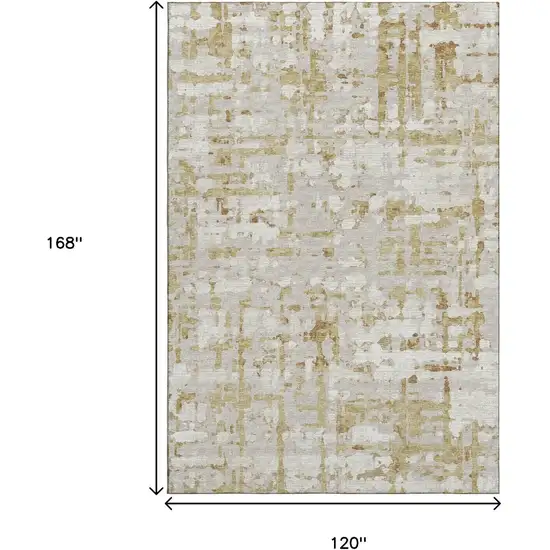 Camel And Ivory Abstract Washable Area Rug With UV Protection Photo 3