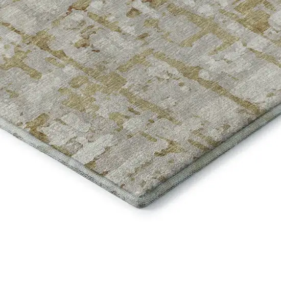 Camel And Ivory Abstract Washable Area Rug With UV Protection Photo 7