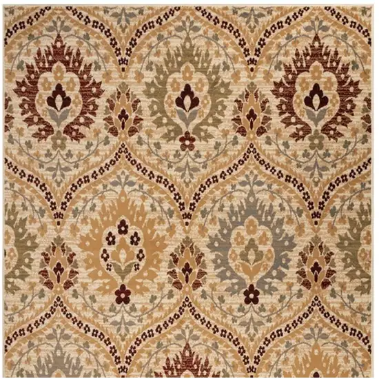Beige Red And Gray Floral Area Rug Photo 4