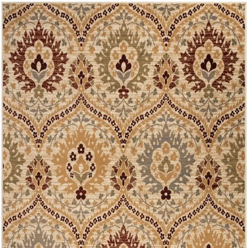 Beige Red And Gray Floral Area Rug Photo 4