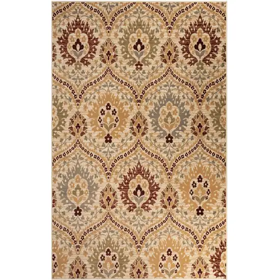 Beige Red And Gray Floral Area Rug Photo 2
