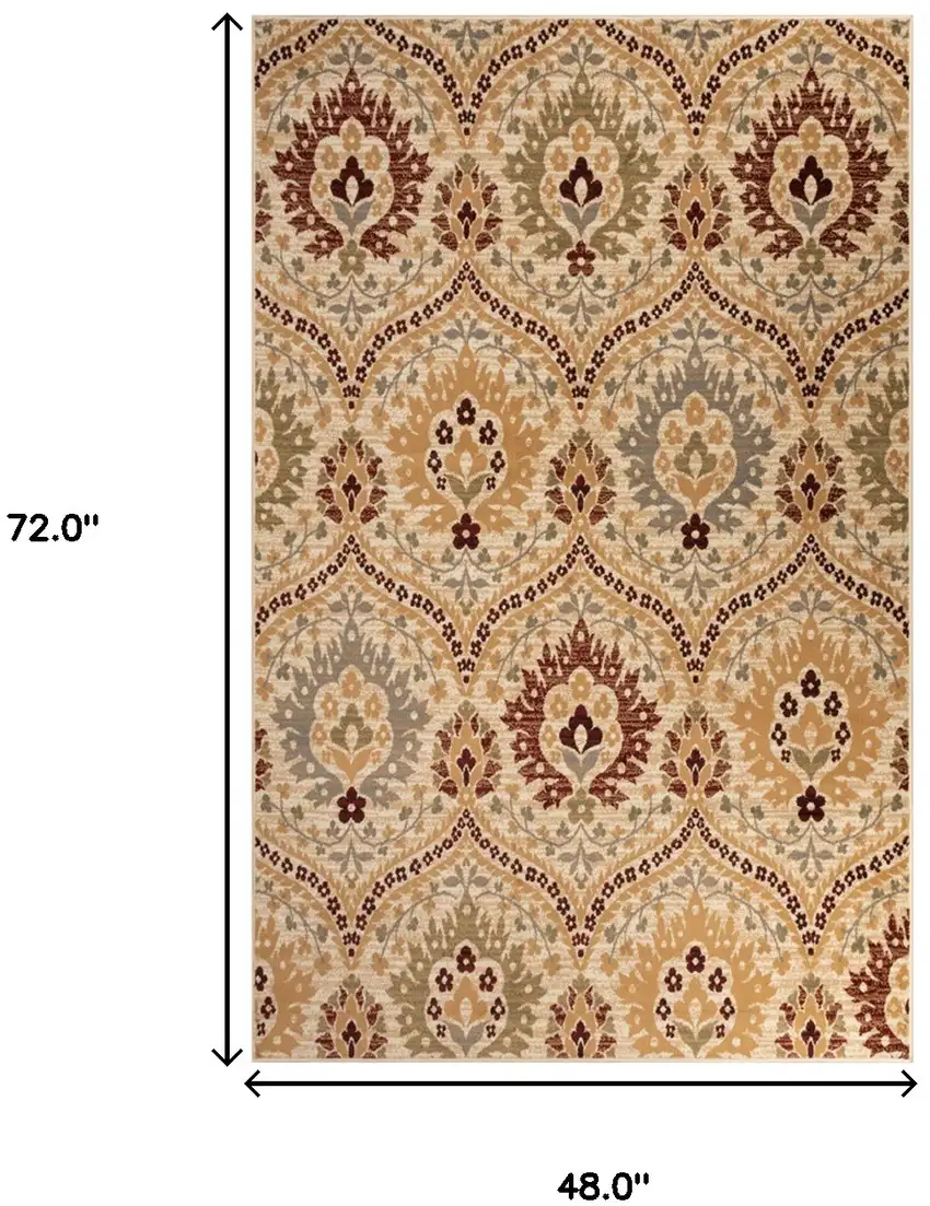Camel Gray And Rust Floral Stain Resistant Area Rug Photo 9