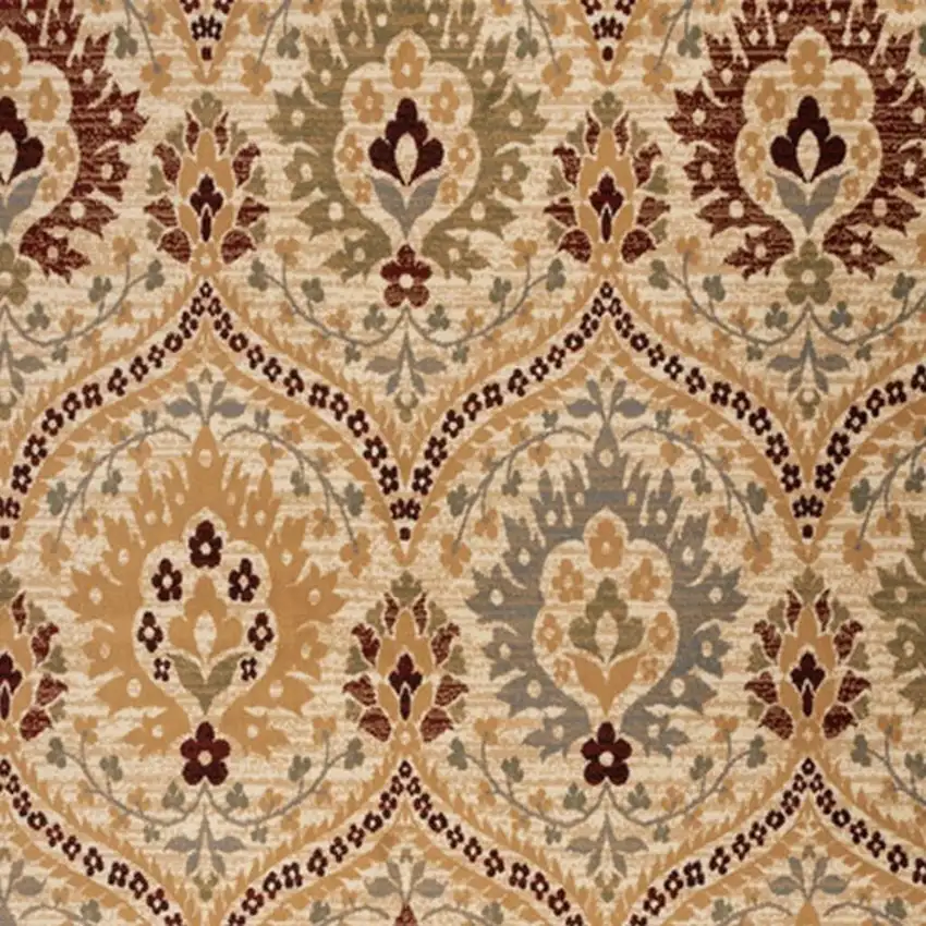 Beige Red And Gray Floral Area Rug Photo 6