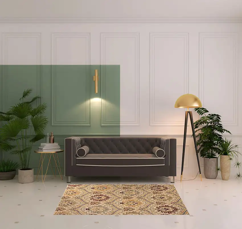 Camel Gray And Rust Floral Stain Resistant Area Rug Photo 10