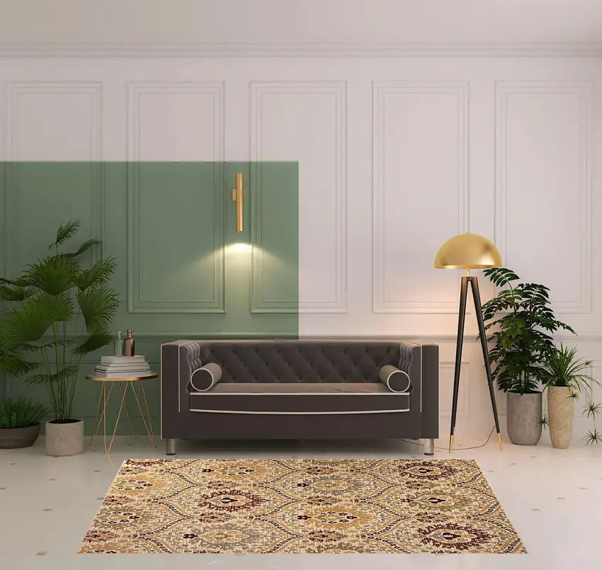 Camel Gray And Rust Floral Stain Resistant Area Rug Photo 10