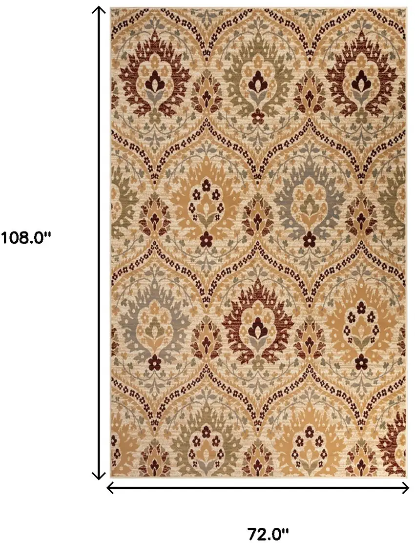 Camel Gray And Rust Floral Stain Resistant Area Rug Photo 9