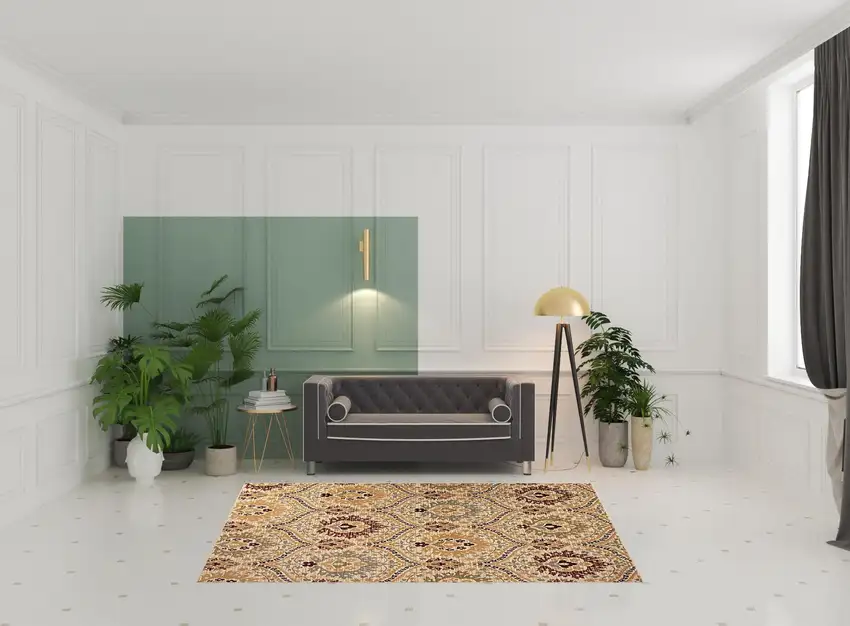 Camel Gray And Rust Floral Stain Resistant Area Rug Photo 10