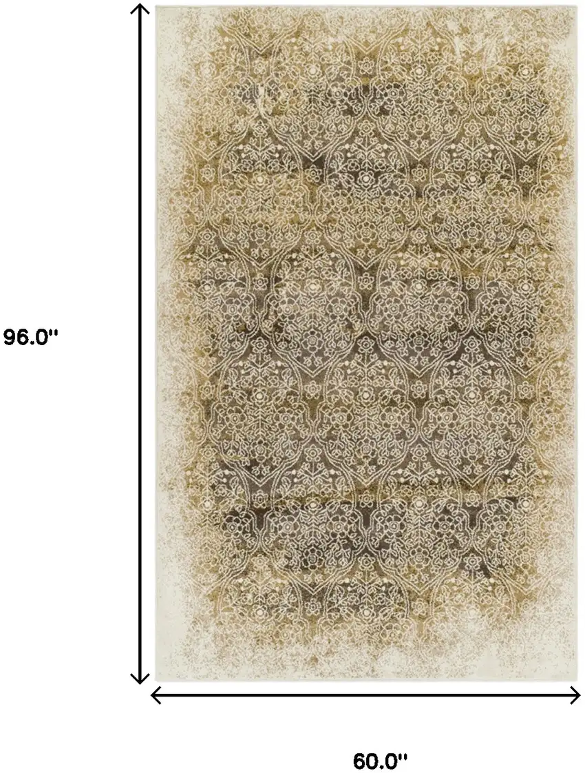Camel Medallion Stain Resistant Area Rug Photo 7