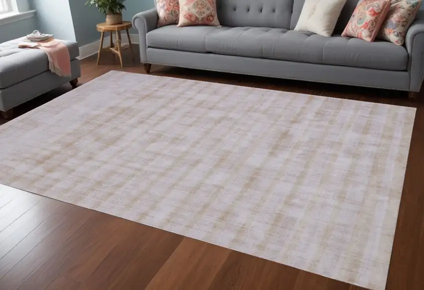 Camel Striped Hand Loomed Area Rug Photo 1