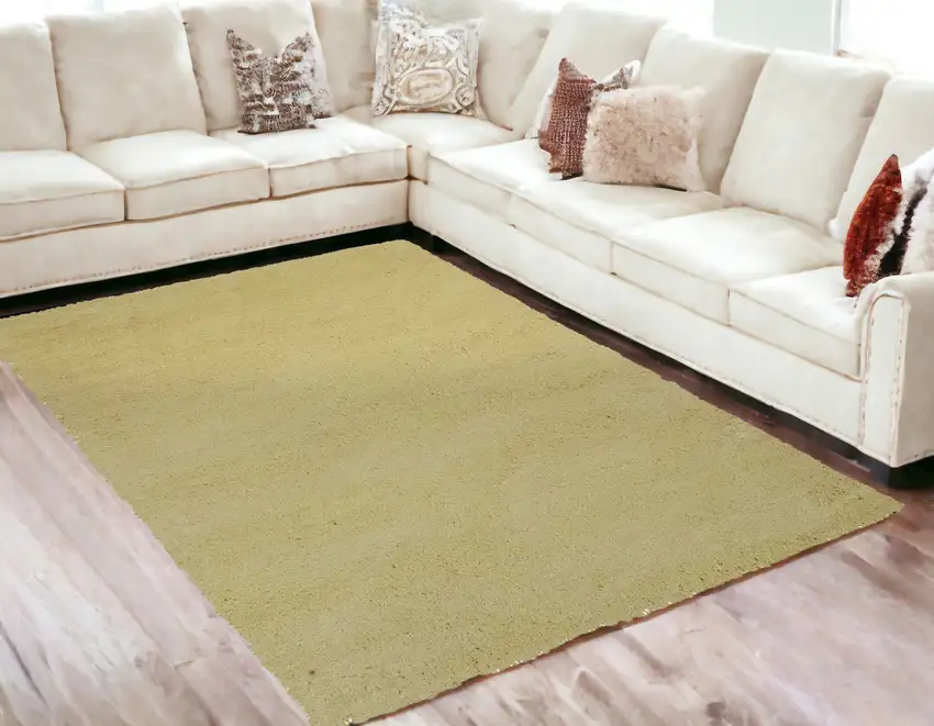 5'X7' Canary Yellow Indoor Shag Rug Photo 1