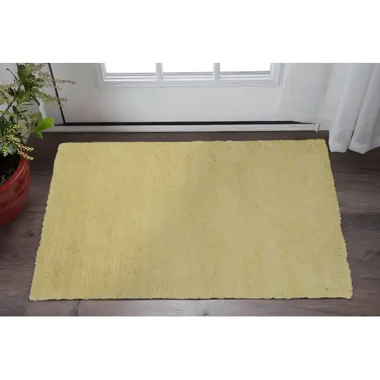 Canary Yellow Shag Hand Woven Area Rug Photo 1
