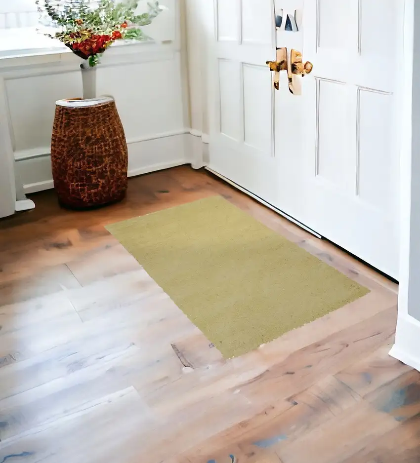 2'X4' Canary Yellow Indoor Shag Rug Photo 2