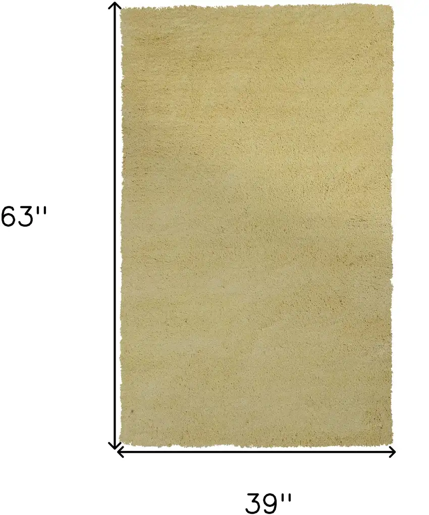 3'X5' Canary Yellow Indoor Shag Rug Photo 7