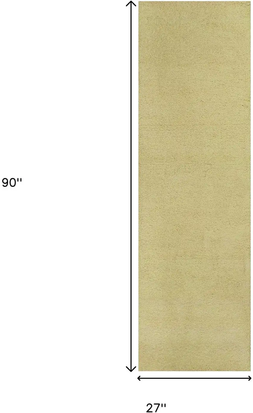 8' Canary Yellow Shag Hand Woven Runner Rug Photo 5