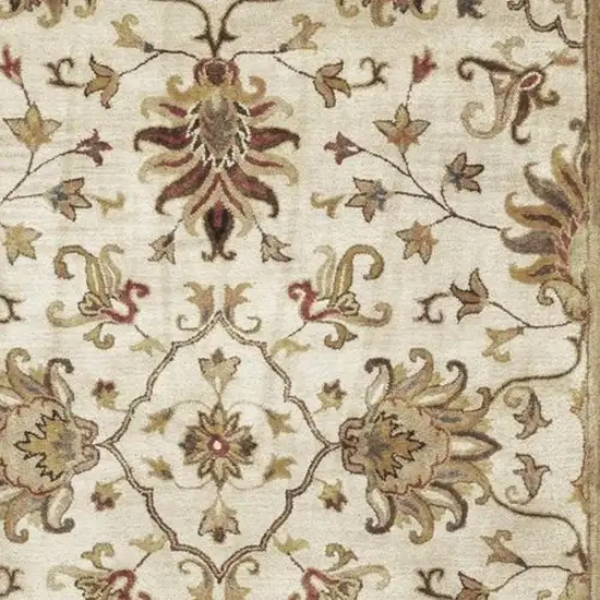 Champagne Red And Brown New Zealand Lambs Wool Floral Medallion Hand Tufted Area Rug Photo 1